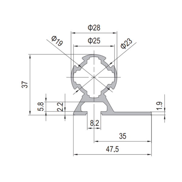 SW Profile Tube D28 10Slots - Imagen 2